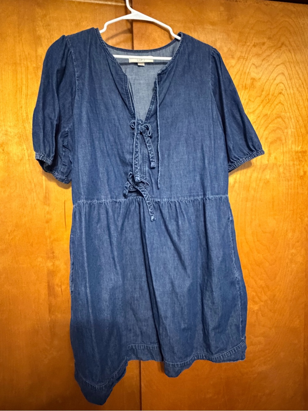 Women’s Denim Tie-Front Dress in Blue